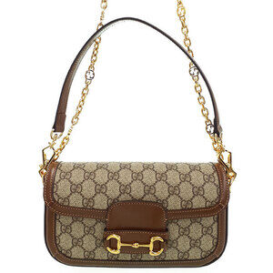 Gucci Horsebit 1955 Shoulder Bag beige ebony GG Supreme canvas brown